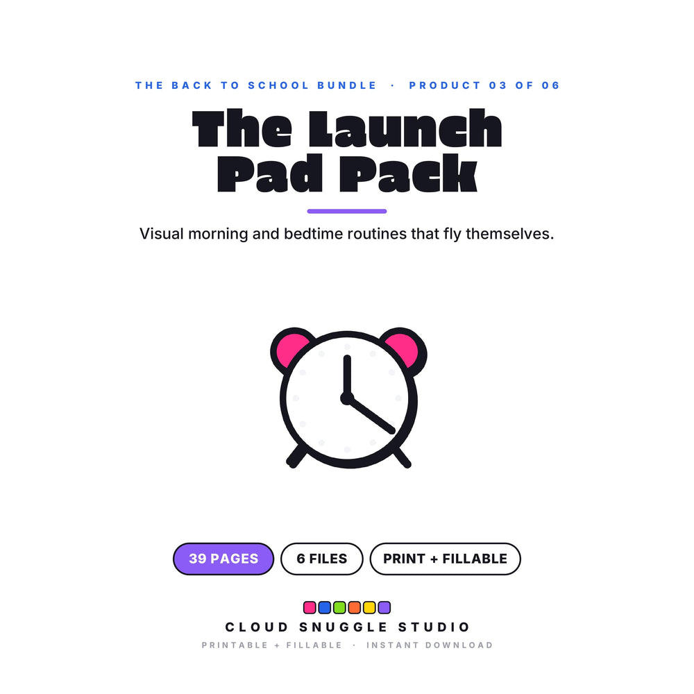 The Launch Pad Pack, one of the 6 planners in The Back to School Bundle. A printable and fillable planner bundle from Cloud Snuggle Studio.