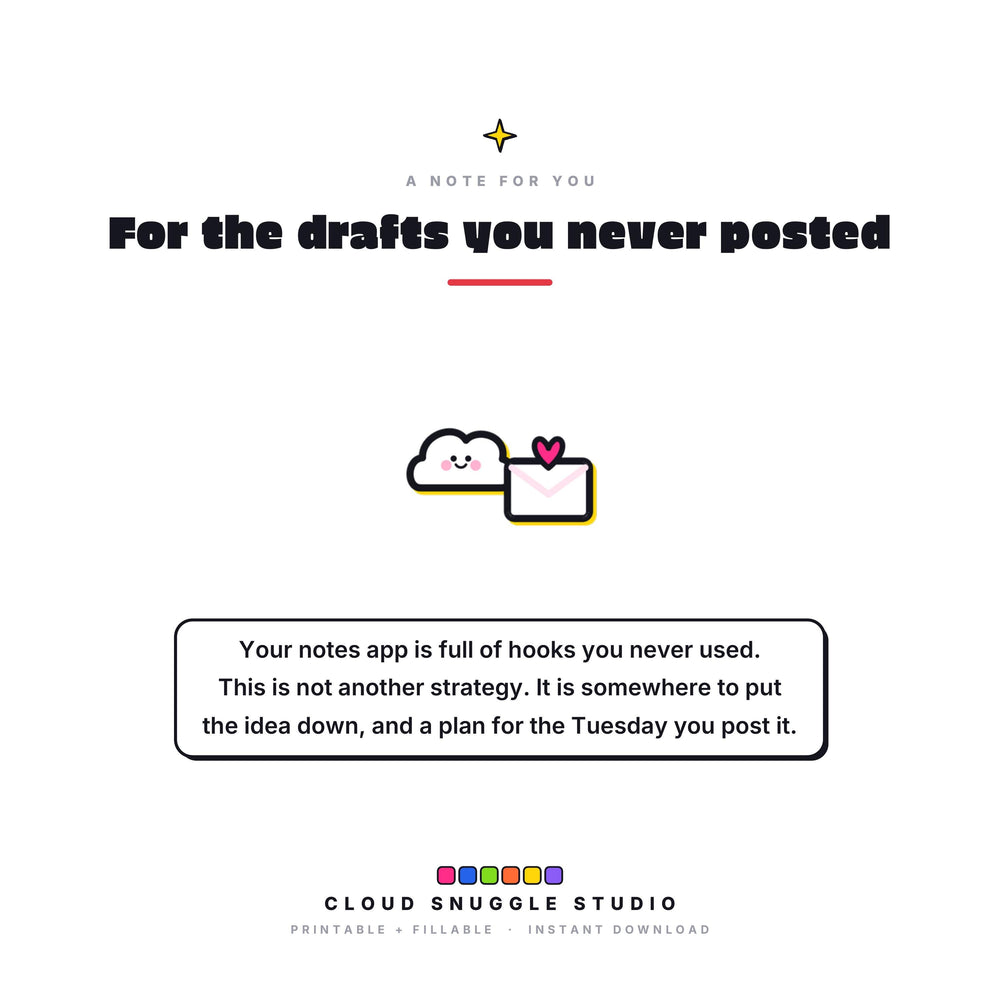 A closing note from Cloud Snuggle Studio about The Post & Park Planner. Written for creators posting on their own. A content planner printable for creators, instant digital download.