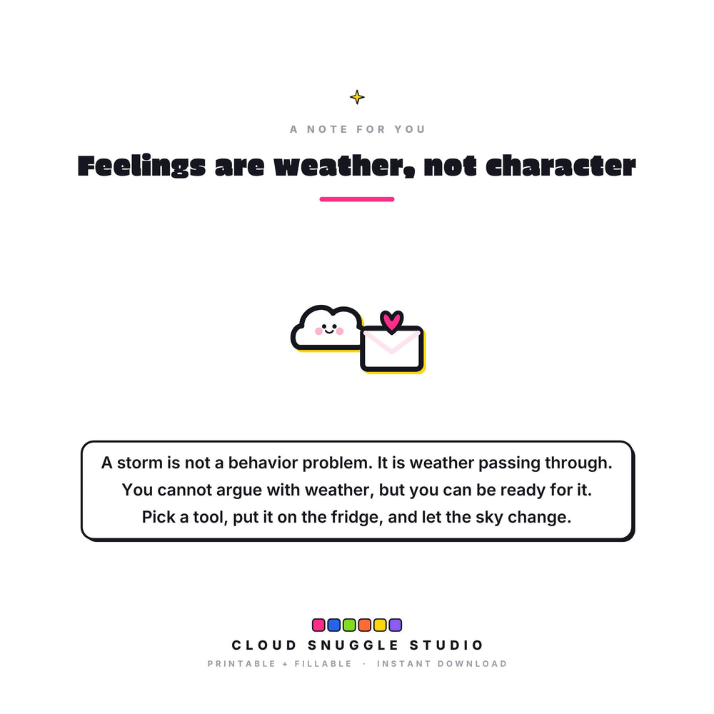A closing note from Cloud Snuggle Studio about The Calm Down Pack. Written for big feelings, at home or at school. A calm down kit printable for kids, instant digital download.