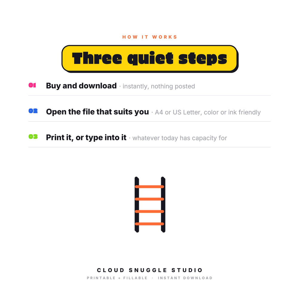 How to start Talking to the Teacher in three quiet steps, buy it, download it, then print it or type into it. A printable and fillable PDF from Cloud Snuggle Studio.