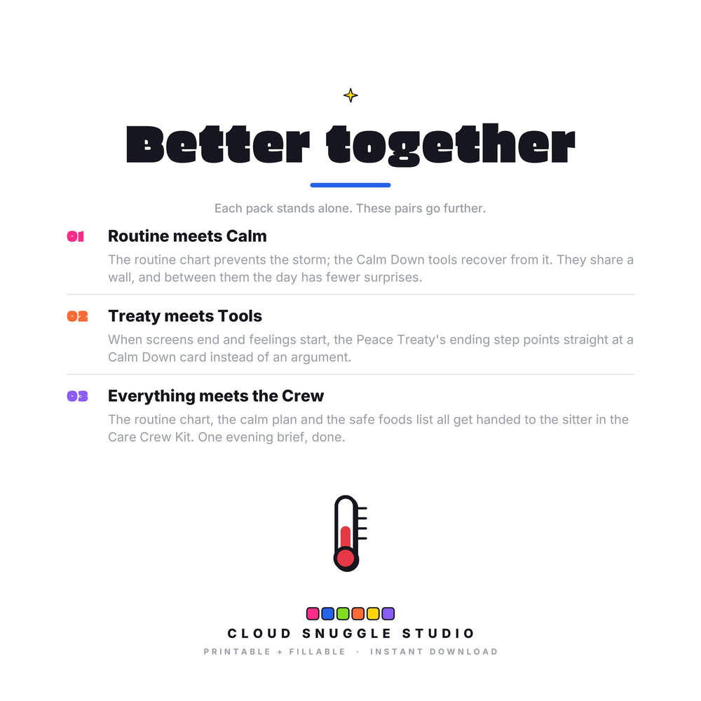 Why the planners in The Daily Battles Bundle work better together. A printable and fillable planner bundle from Cloud Snuggle Studio.