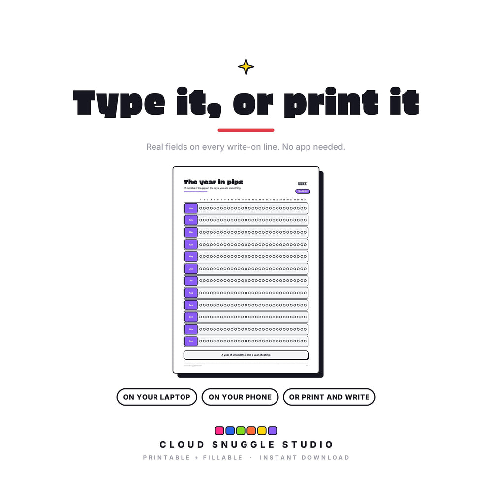 The ADHD Meal Planner as a fillable PDF: type onto every write-on line on a laptop, phone or tablet, or print it and write by hand. An ADHD meal planner printable with real form fields, no app needed.