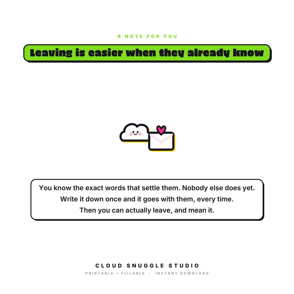 A closing note from Cloud Snuggle Studio about The Care Crew Kit. Written for sitters, grandparents and new caregivers. A babysitter and caregiver info kit printable, instant digital download.