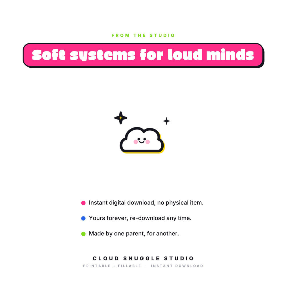 Soft systems for loud minds, the promise behind The Routine That Actually Sticks. A visual routine printable for kids, instant digital download with no physical item, yours forever and re-downloadable any time.