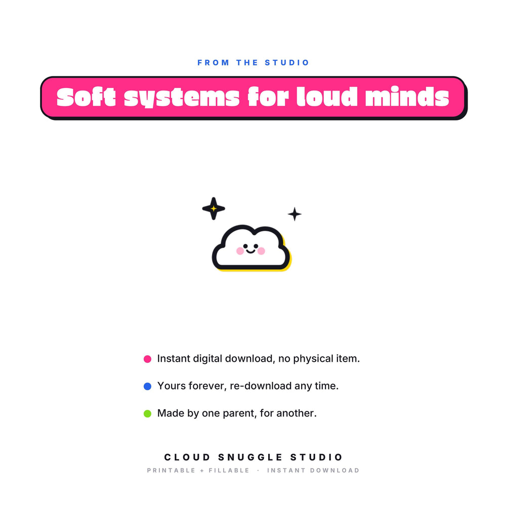 Soft systems for loud minds, the promise behind The School Transition Kit. A school transition kit printable, instant digital download with no physical item, yours forever and re-downloadable any time.