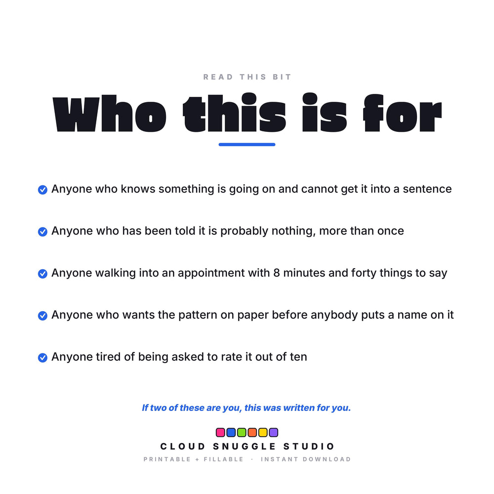 Who The Pattern Deck is for. A printable and fillable PDF from Cloud Snuggle Studio.