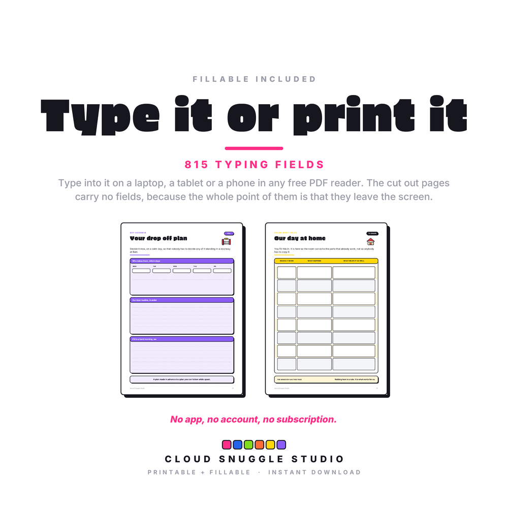 Card showing the fillable edition with typing fields, so the pack can be completed on a screen without printing a page.