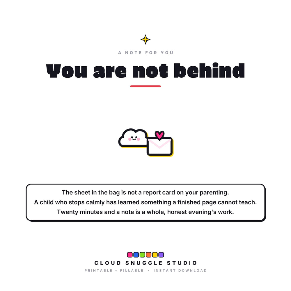 A closing note from Cloud Snuggle Studio about The Homework Truce. Written for the four o'clock homework argument. A homework help printable for parents, instant digital download.