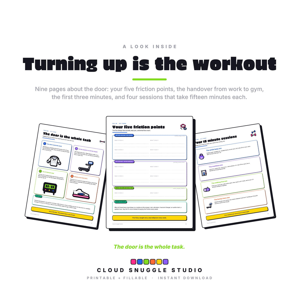 A look inside Sets, Not Streaks, real pages shown full size (2 of 3). A printable and fillable PDF from Cloud Snuggle Studio.
