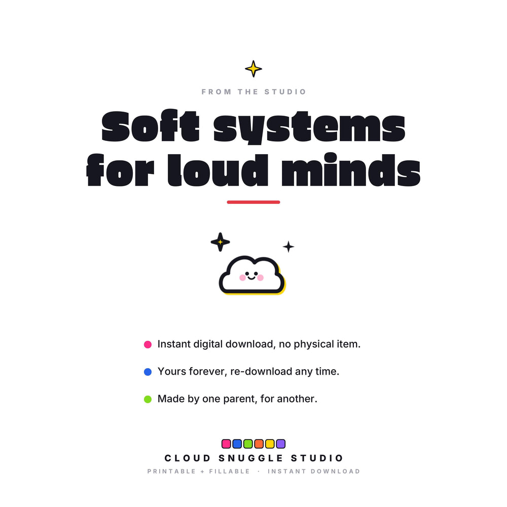 Soft systems for loud minds, the promise behind The ADHD Meal Planner. An ADHD meal planner printable, instant digital download with no physical item, yours forever and re-downloadable any time.