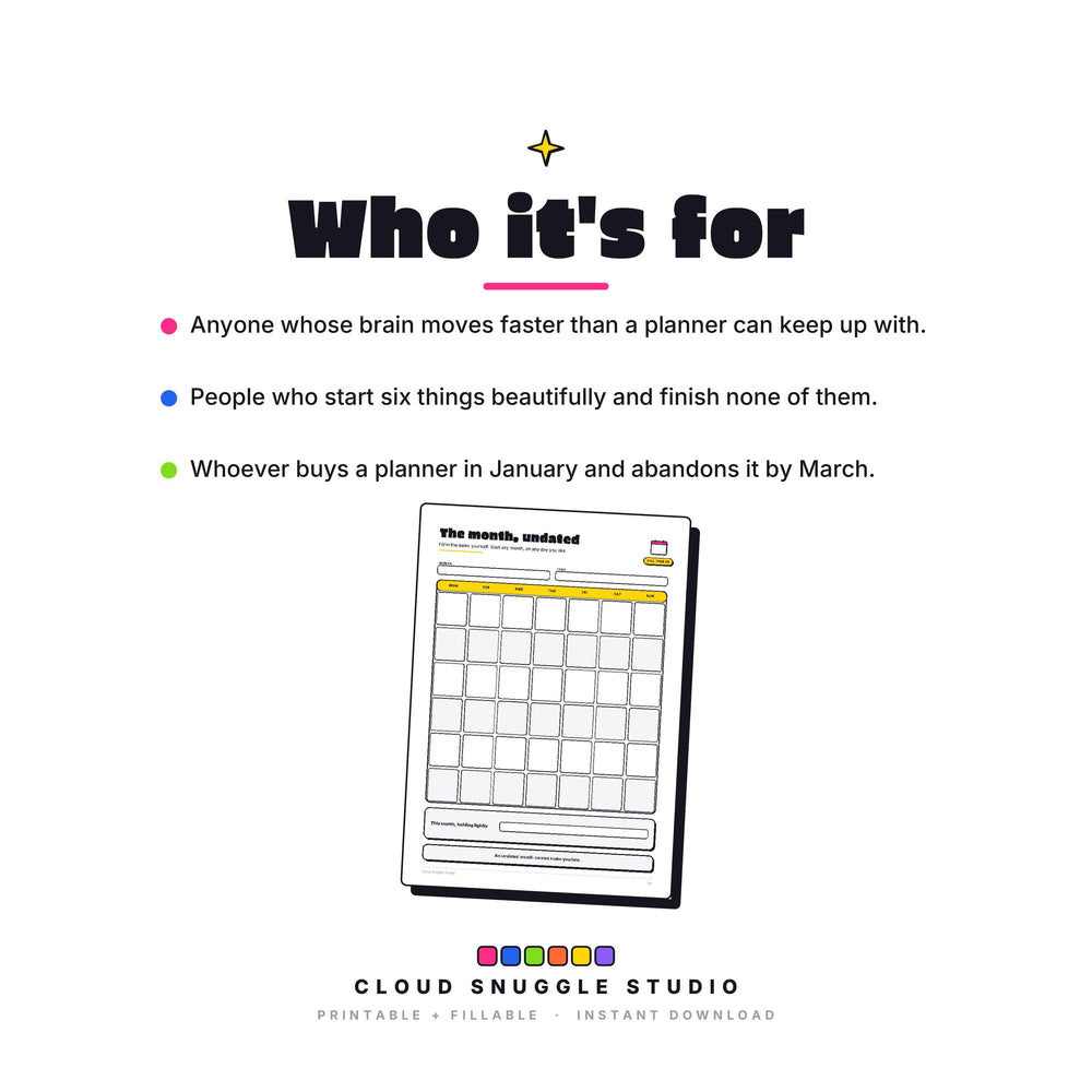 Who The Quiet Chaos Method is for: Anyone whose brain moves faster than a planner can keep up with. An ADHD daily planner printable made for a low capacity season.