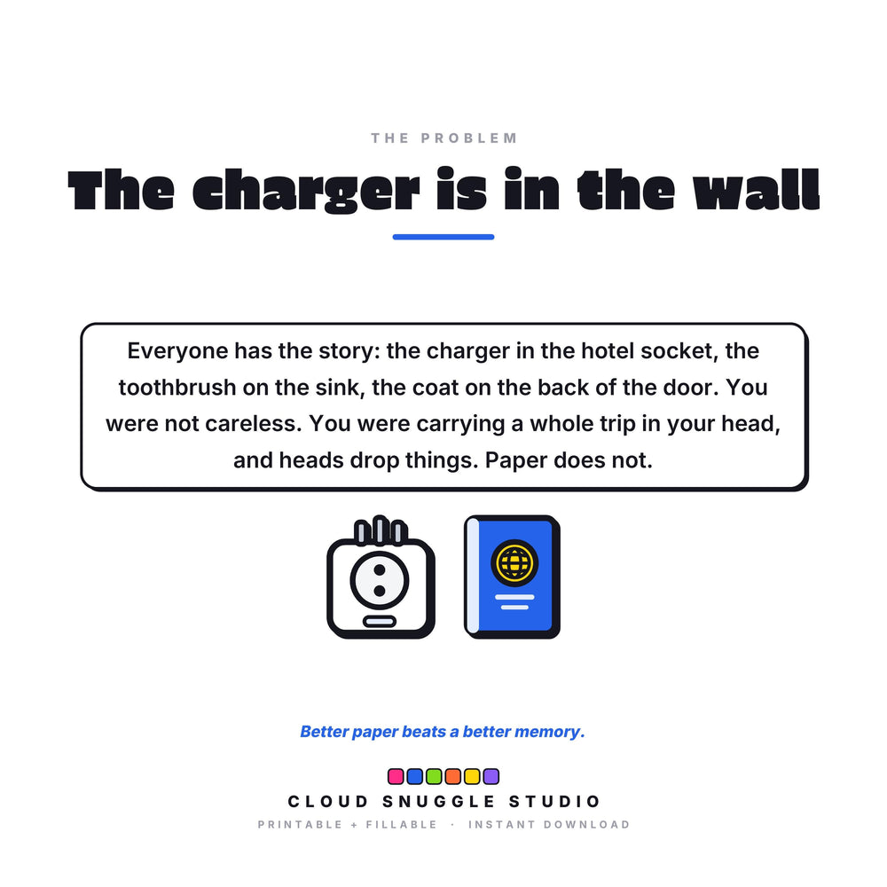 Why Nothing Left Behind exists, the everyday problem it was made for. A printable and fillable PDF from Cloud Snuggle Studio.