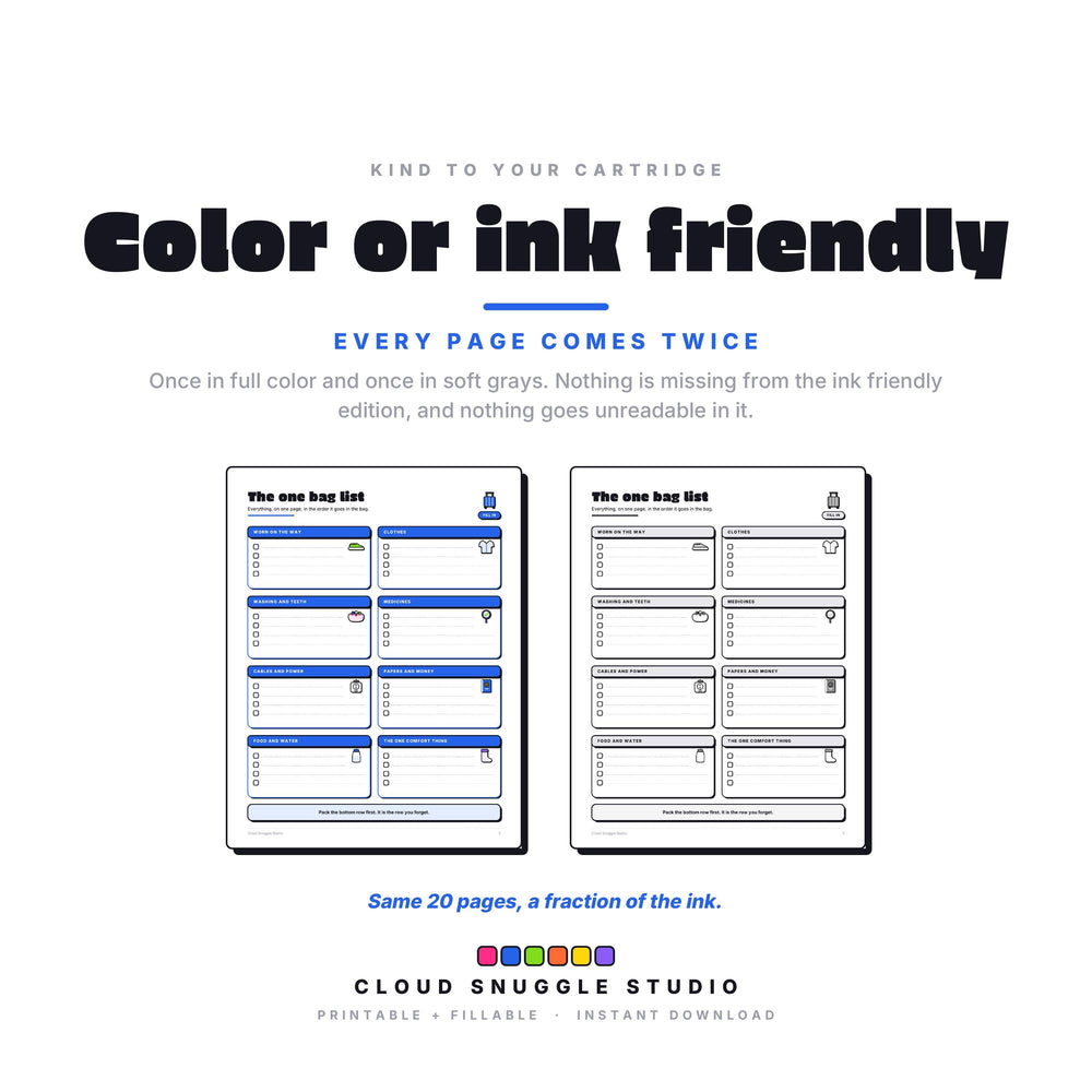 Everything in the download for Nothing Left Behind, every file shown together. A printable and fillable PDF from Cloud Snuggle Studio.