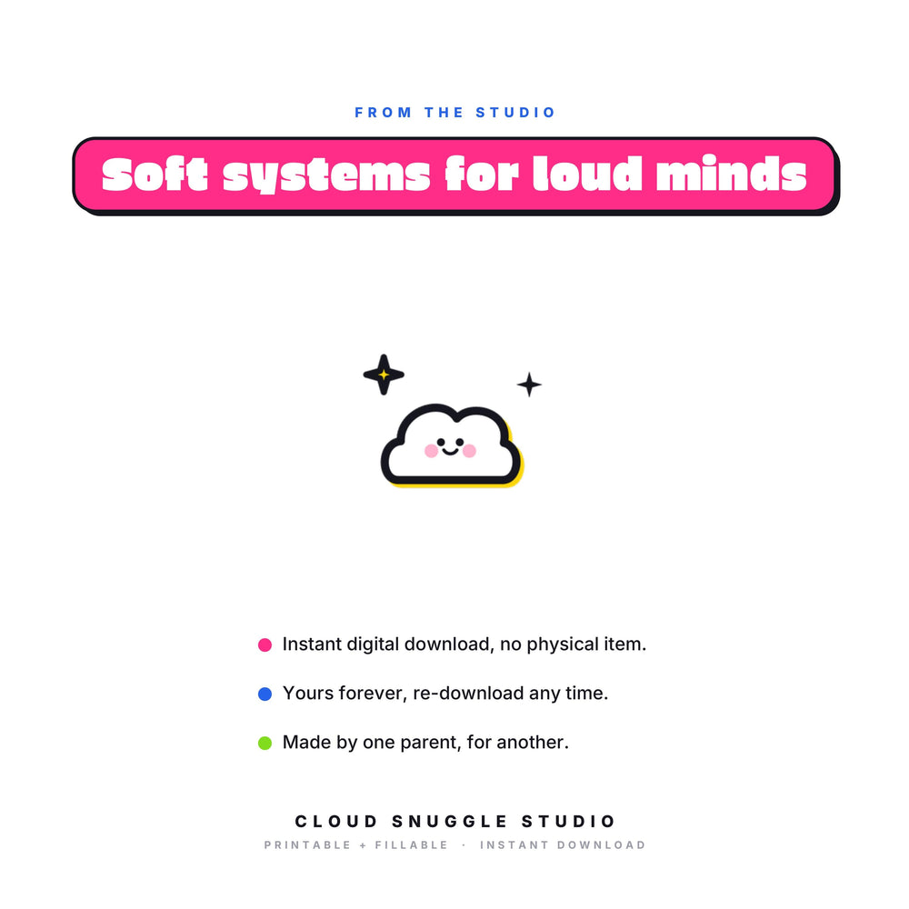 Soft systems for loud minds, the promise behind Explaining Autism to Your Kids. An explaining autism to kids printable guide, instant digital download with no physical item, yours forever and re-downloadable any time.